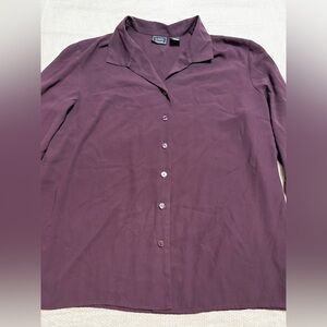 Laura Scott Button Down Purple Blouse Shirt Size 14